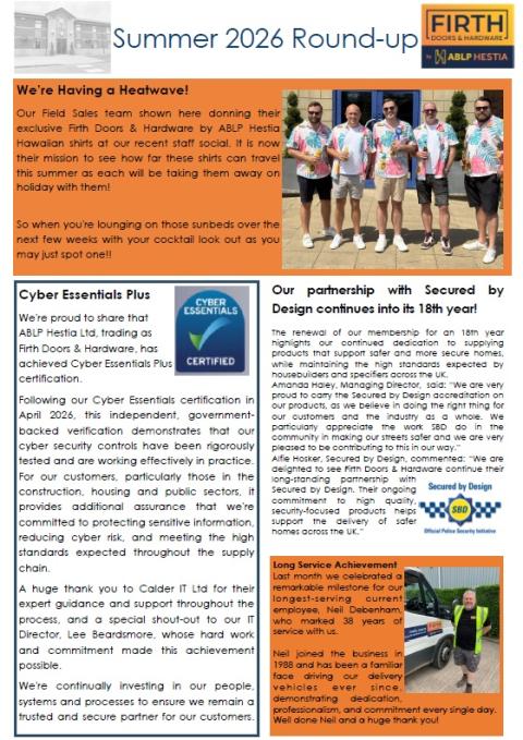 summer 2026 newsletter ablp hestia firth doors