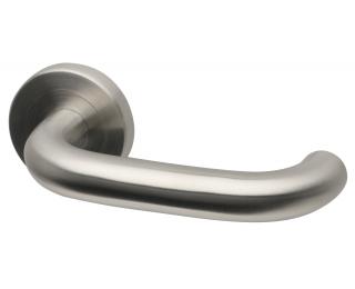 Saturn Stainless Steel Lever on Round Rose k2 handle safety return to door