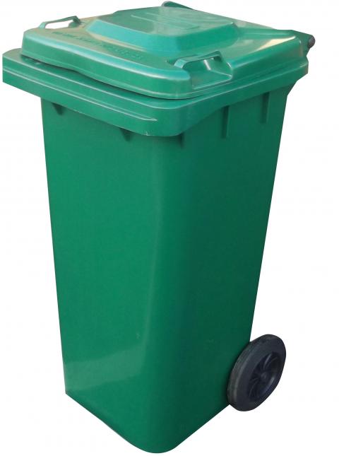 green wheelie bin