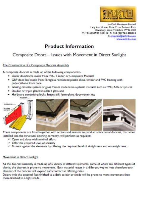 GRP fibreglass doors move in sun weather reaction