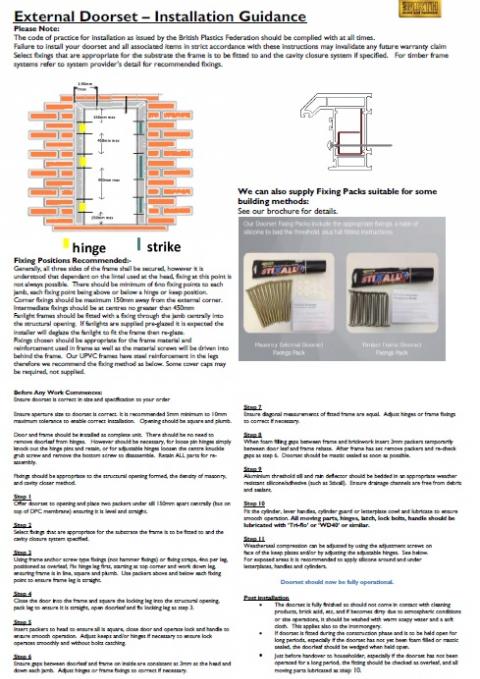 External Doorset Fitting Installation Care Maintenance Guide